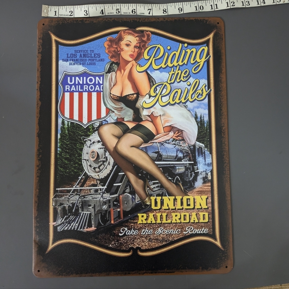 Riding the Rails Metal Man Cave Sign - Picture 2 of 3